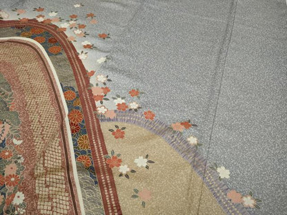 平和屋着物●訪問着　駒刺繍　吉祥草花文　金彩　正絹　逸品　CAAX4618ut