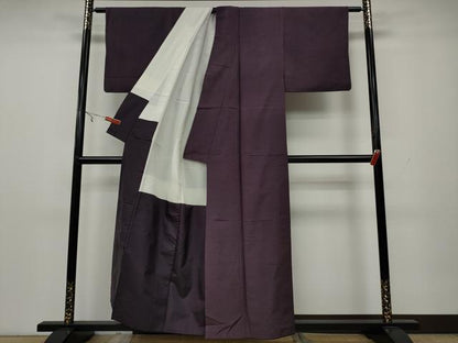 平和屋着物●上質な紬 滅紫色 正絹 逸品 CAAX4624ut