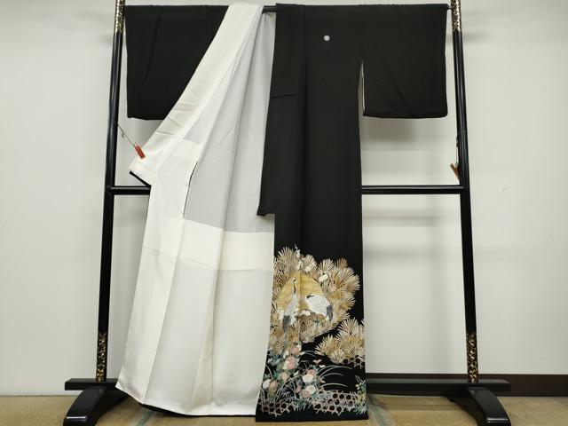 平和屋着物●豪華黒留袖　友禅　作家物　竹垣鶴草花文　ますいわ屋扱い　正絹　逸品　CAAX4665ut