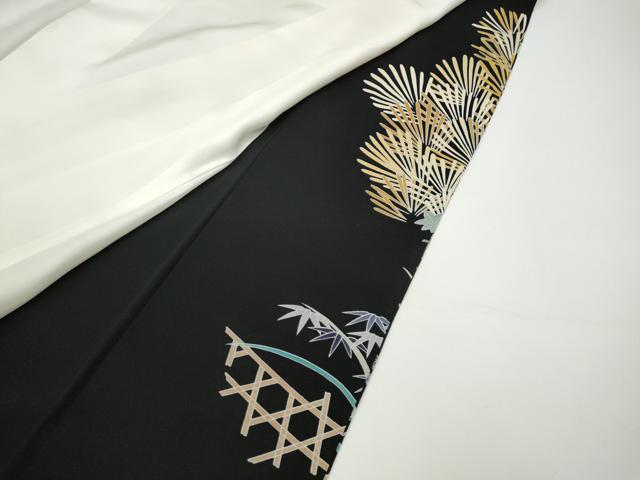 平和屋着物●豪華黒留袖　友禅　作家物　竹垣鶴草花文　ますいわ屋扱い　正絹　逸品　CAAX4665ut