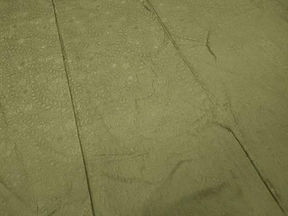 平和屋着物●上質な色無地　辻が花地紋　黄海松茶色　正絹　逸品　CAAX4678ut