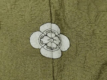 平和屋着物●上質な色無地　辻が花地紋　黄海松茶色　正絹　逸品　CAAX4678ut