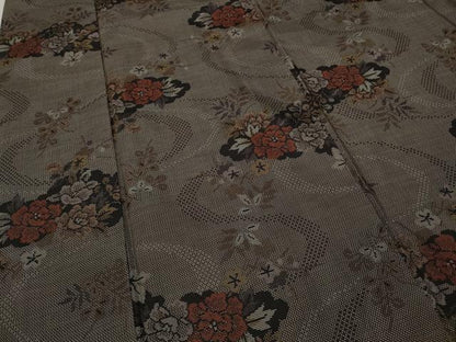 平和屋着物●本場大島紬 9マルキ 雲取り草花文 正絹 逸品 CAAX4686ut