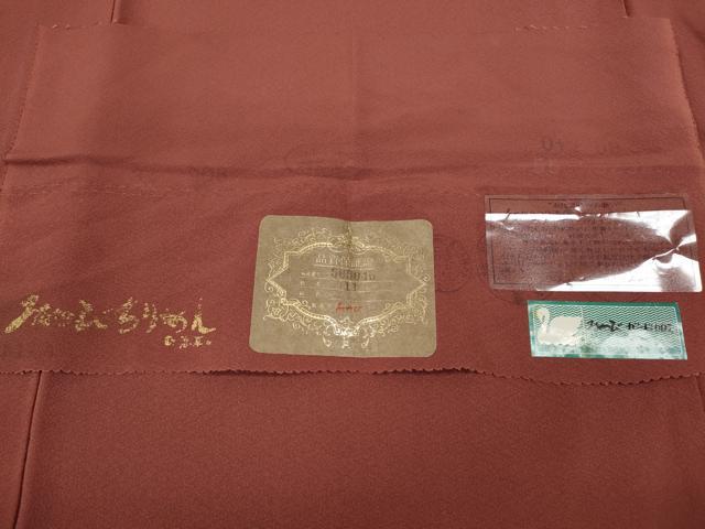 平和屋着物●上質な色無地 甚三紅色 反端付き 正絹 逸品 CAAX4694ut