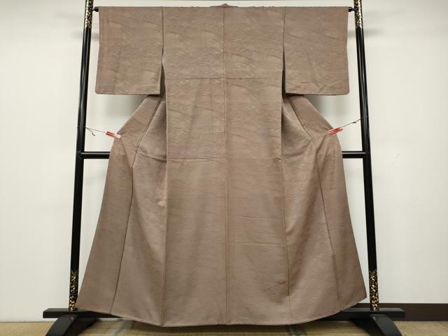 平和屋着物●上質な色無地　立波地紋　白茶色　正絹　逸品　CAAX4695ut