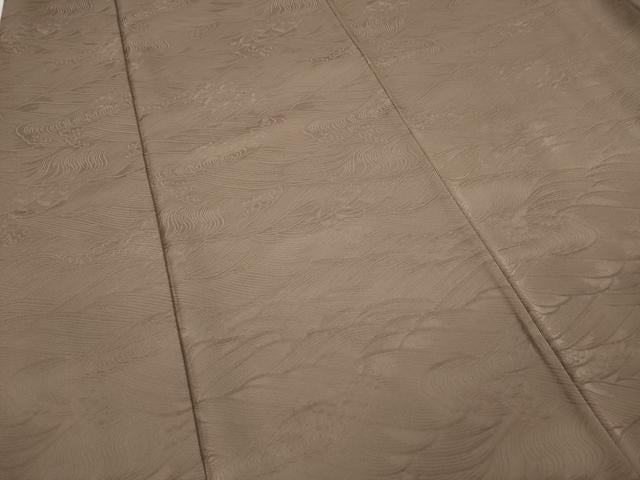 平和屋着物●上質な色無地　立波地紋　白茶色　正絹　逸品　CAAX4695ut