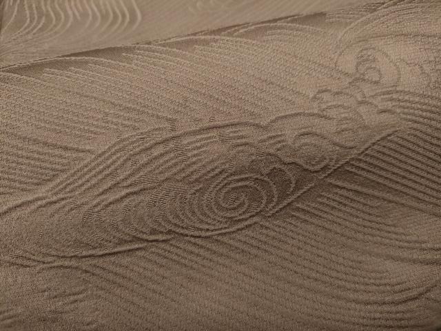 平和屋着物●上質な色無地　立波地紋　白茶色　正絹　逸品　CAAX4695ut