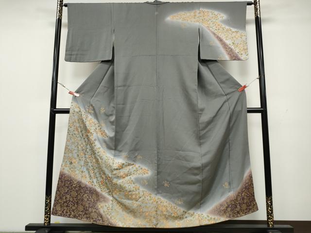 平和屋着物●訪問着 駒刺繍 更紗花唐草文 暈し染め 金彩 正絹 逸品 CAAX4699ut