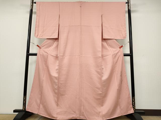 平和屋着物●友禅作家の巨匠 浅井青仁 色無地 珊瑚色 正絹 逸品 CAAX4700ut