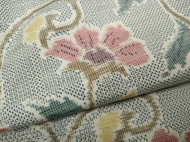 平和屋着物●上質な紬 更紗花唐草文 正絹 逸品 CAAX4704ut