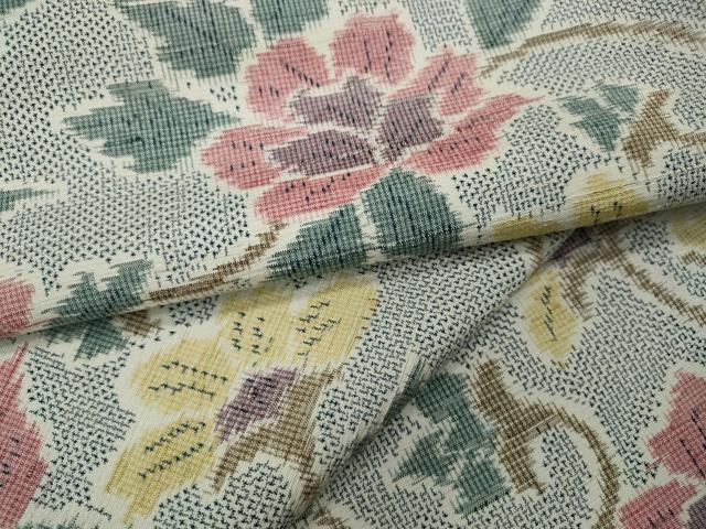 平和屋着物●上質な紬 更紗花唐草文 正絹 逸品 CAAX4704ut