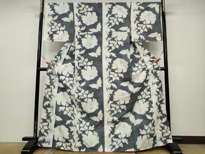 平和屋着物●上質な紬　花蝶文　正絹　逸品　CAAX4705ut