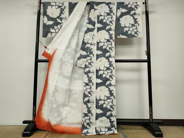 平和屋着物●上質な紬　花蝶文　正絹　逸品　CAAX4705ut