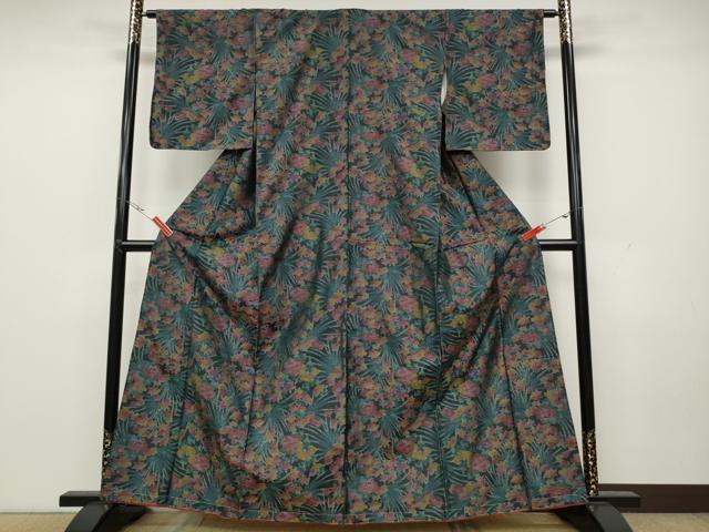 平和屋着物●本場大島紬　草花文　正絹　逸品　CAAX4706ut
