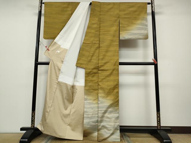 平和屋着物●訪問着 本場染大島紬 霞文 正絹 逸品 CAAX4712ut