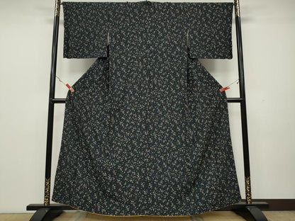 平和屋着物●上質な小紋 泊散らし 黒地 正絹 逸品 CAAX4716ut