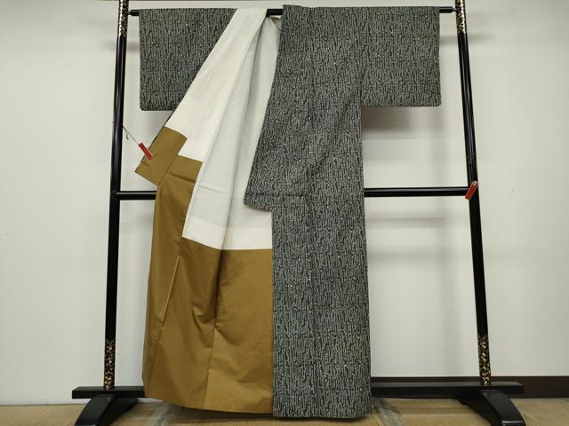 平和屋着物●上質な小紋 紬地 型染め 吉祥文 正絹 逸品 CAAX4718ut