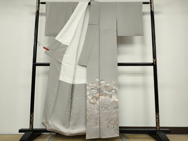 平和屋着物●豪華色留袖　流水風景草花文　暈し染め　金彩　正絹　逸品　CAAX4720ut
