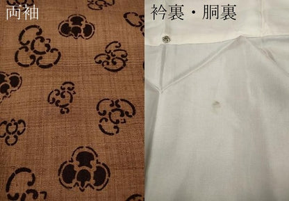 平和屋着物●上質な小紋　生紬　型染め　ふくら雀　正絹　逸品　CAAX4723ut