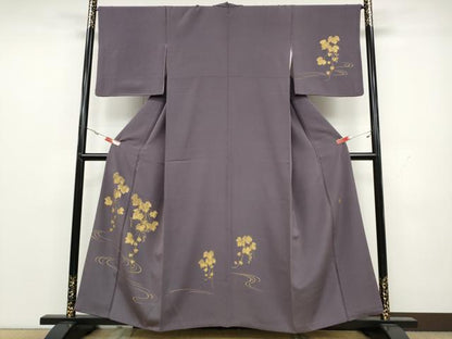 平和屋着物●訪問着 作家物 手描き 竹屋町刺繍 流水蔦の葉文 金彩 正絹 逸品 CAAX4737ut