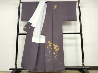 平和屋着物●訪問着 作家物 手描き 竹屋町刺繍 流水蔦の葉文 金彩 正絹 逸品 CAAX4737ut