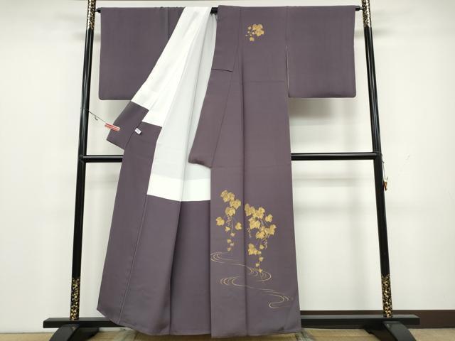 平和屋着物●訪問着 作家物 手描き 竹屋町刺繍 流水蔦の葉文 金彩 正絹 逸品 CAAX4737ut