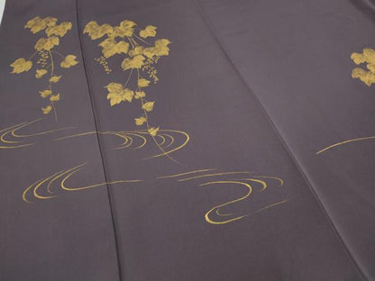 平和屋着物●訪問着 作家物 手描き 竹屋町刺繍 流水蔦の葉文 金彩 正絹 逸品 CAAX4737ut