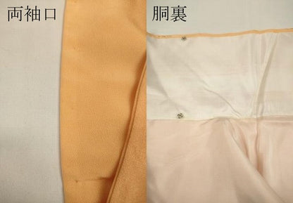 平和屋着物●上質な色無地 花唐草地紋 杏色 正絹 逸品 CAAX4745ut