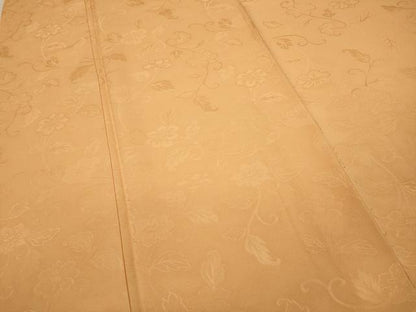 平和屋着物●上質な色無地 花唐草地紋 杏色 正絹 逸品 CAAX4745ut