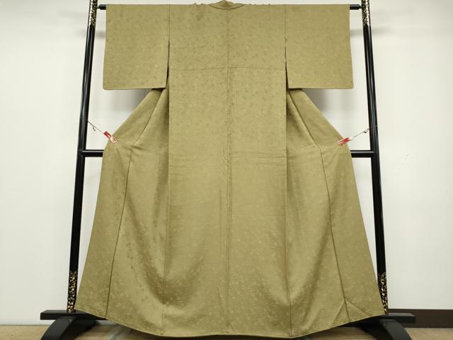 平和屋着物●上質な色無地 草花地紋 利休茶色 正絹 逸品 CAAX4748ut