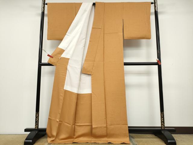 平和屋着物●上質な色無地 舞花地紋 柑子色 伊勢丹扱い 正絹 逸品 CAAX4749ut