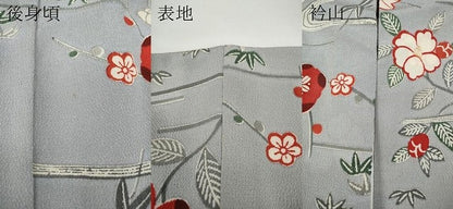 平和屋着物●上質な小紋　型染め　流水枝花文　鬼しぼ縮緬　正絹　逸品　CAAX4752ut