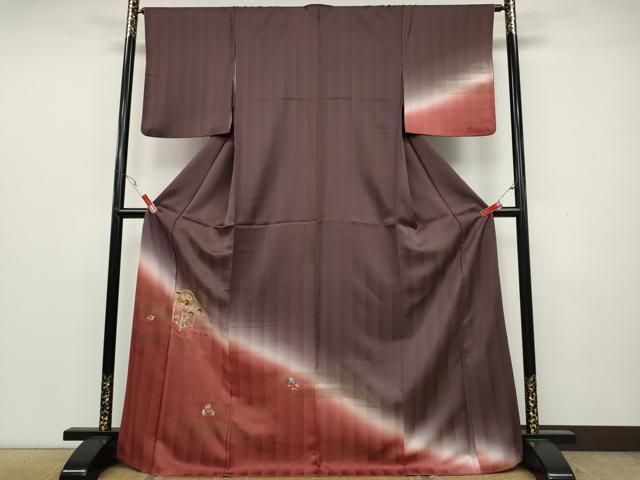 平和屋着物●訪問着 駒刺繍 花籠文 暈し染め 金彩 正絹 逸品 CAAX4753ut