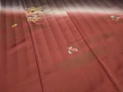 平和屋着物●訪問着 駒刺繍 花籠文 暈し染め 金彩 正絹 逸品 CAAX4753ut