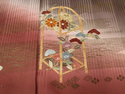 平和屋着物●訪問着 駒刺繍 花籠文 暈し染め 金彩 正絹 逸品 CAAX4753ut