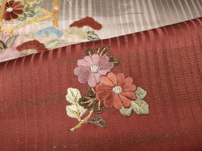 平和屋着物●訪問着 駒刺繍 花籠文 暈し染め 金彩 正絹 逸品 CAAX4753ut
