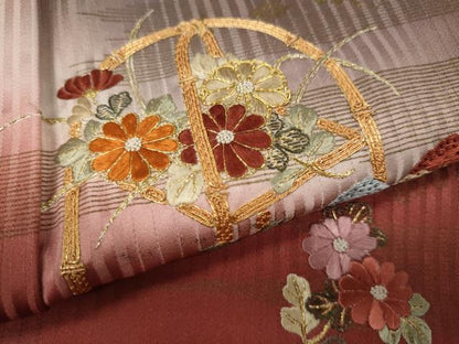 平和屋着物●訪問着 駒刺繍 花籠文 暈し染め 金彩 正絹 逸品 CAAX4753ut