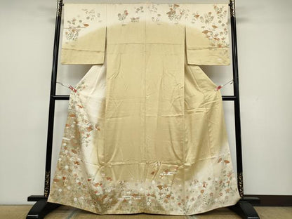 平和屋着物●訪問着 エ霞扇面草花文 暈し染め 金彩 正絹 逸品 CAAX4755ut