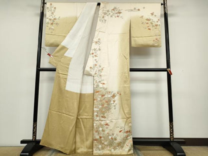 平和屋着物●訪問着 エ霞扇面草花文 暈し染め 金彩 正絹 逸品 CAAX4755ut