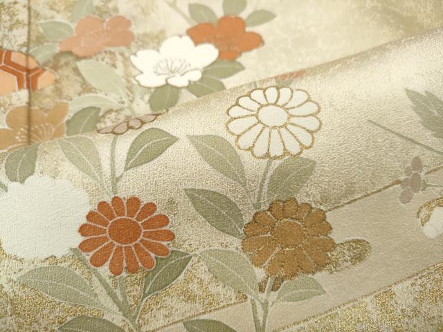 平和屋着物●訪問着 エ霞扇面草花文 暈し染め 金彩 正絹 逸品 CAAX4755ut
