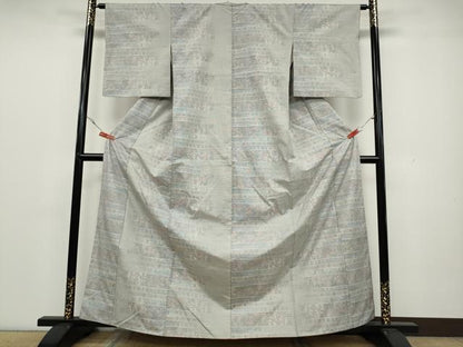 平和屋着物●本場大島紬　白大島　9マルキ　横段人物吉祥花文　正絹　逸品　CAAX4758ut