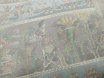 平和屋着物●本場大島紬　白大島　9マルキ　横段人物吉祥花文　正絹　逸品　CAAX4758ut