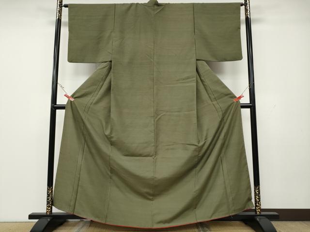 平和屋着物●上質な紬 鶸茶色 正絹 逸品 未使用 CAAX4777ut