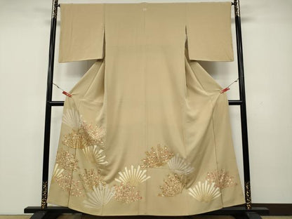 平和屋着物●豪華色留袖 駒刺繍 吉祥花文 金彩 正絹 逸品 CAAX4784ut