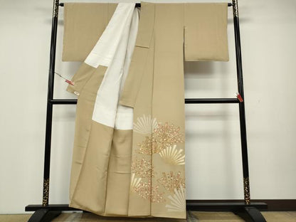 平和屋着物●豪華色留袖 駒刺繍 吉祥花文 金彩 正絹 逸品 CAAX4784ut
