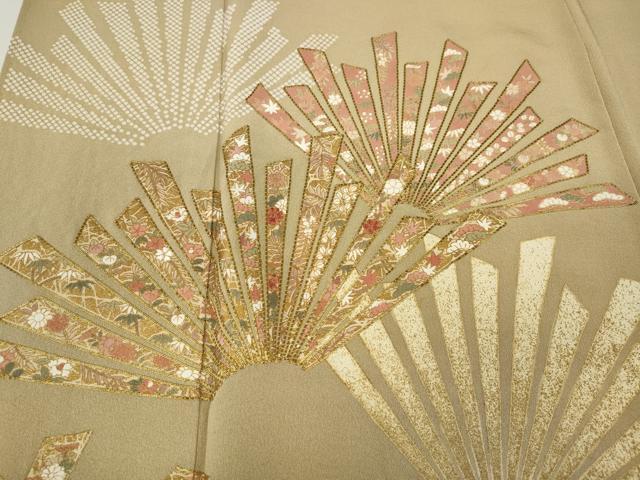 平和屋着物●豪華色留袖 駒刺繍 吉祥花文 金彩 正絹 逸品 CAAX4784ut