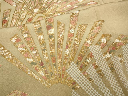 平和屋着物●豪華色留袖 駒刺繍 吉祥花文 金彩 正絹 逸品 CAAX4784ut