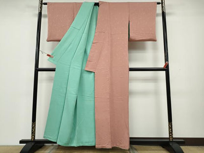 平和屋着物●上質な色無地 リバーシブル 青竹色・薄紅色 正絹 逸品 CAAX4787ut
