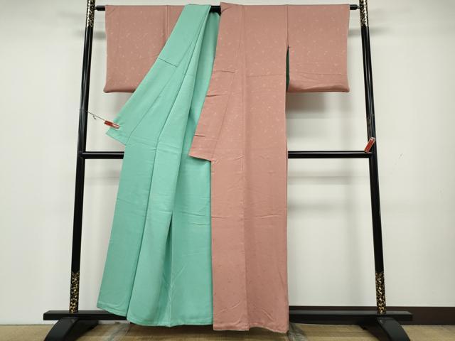 平和屋着物●上質な色無地 リバーシブル 青竹色・薄紅色 正絹 逸品 CAAX4787ut