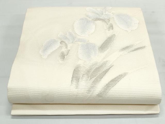 平和屋着物＊夏物 九寸開き名古屋帯 草花文 銀糸 正絹 逸品 未使用 CAAX4847th